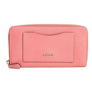 COACH NWT Accordion Zip Wallet,Peony/Light Gold
